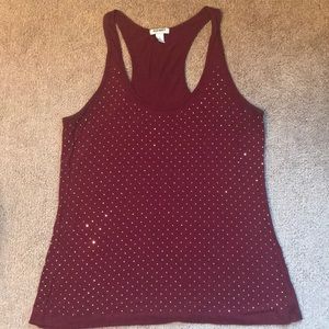 Old Navy maroon rose gold embellished tank top